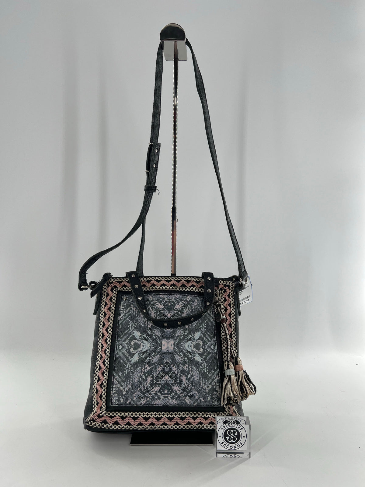 leather woven w/ tassel crossbody