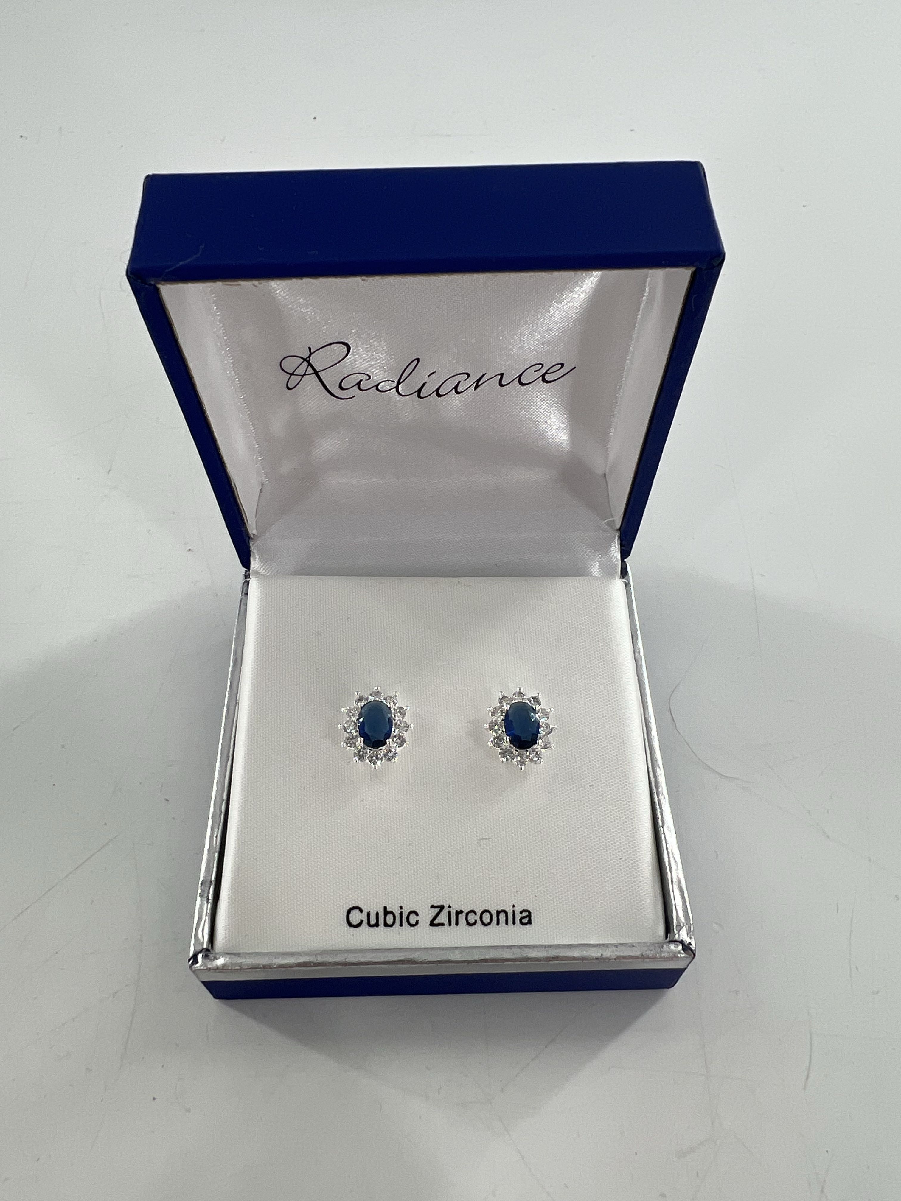 cubic zirconia blue stone earrings