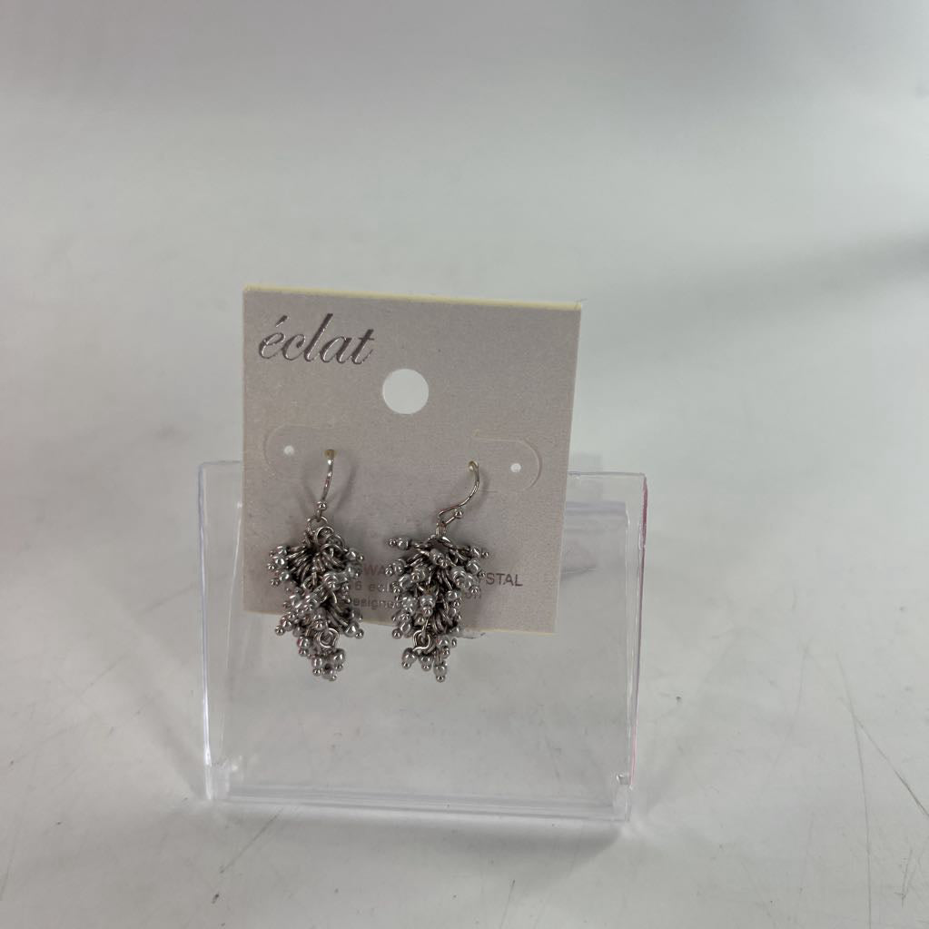silver cluster dangle earrings