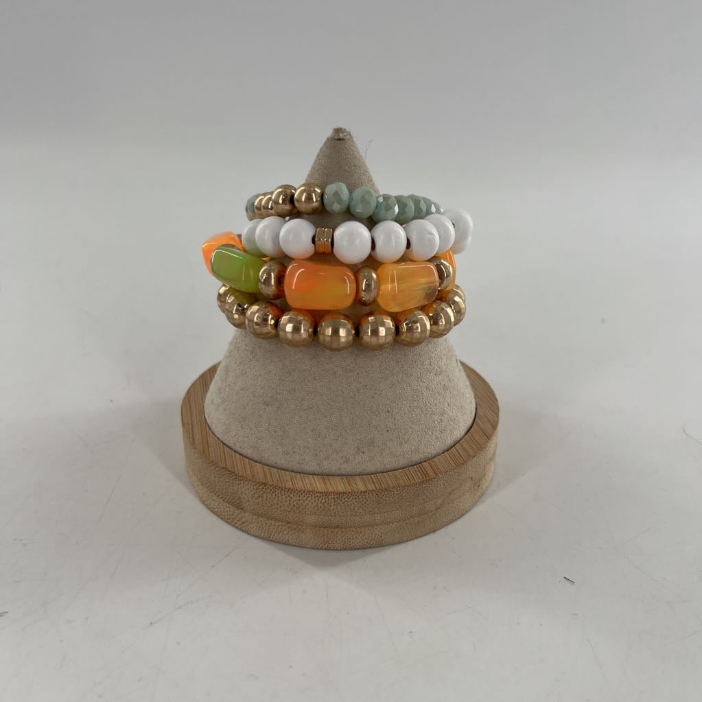 multi-color beaded stretch bracelet stack