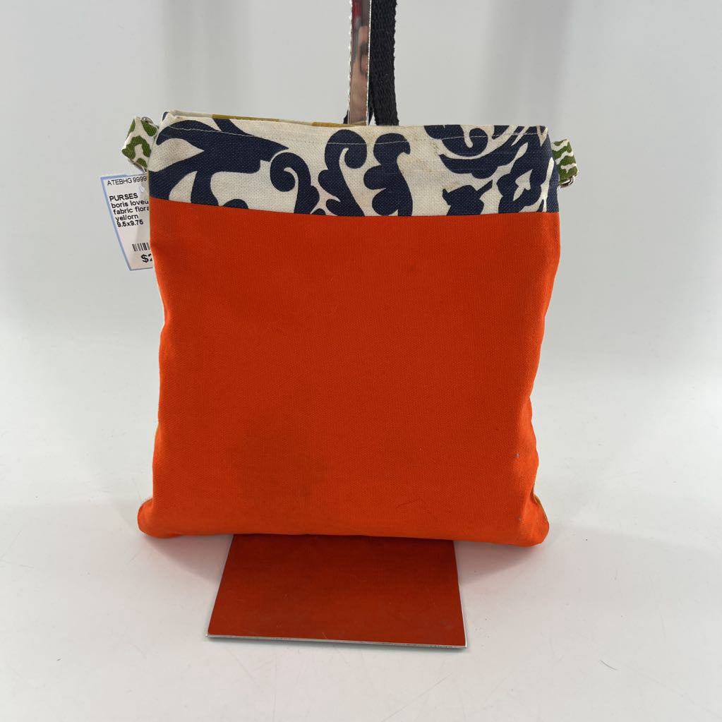 fabric floral w/ striped pocket crossbody
