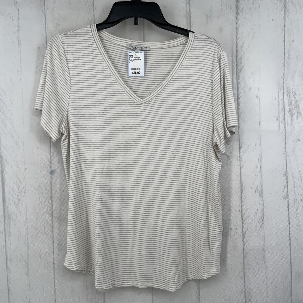M striped v-neck s/s tee