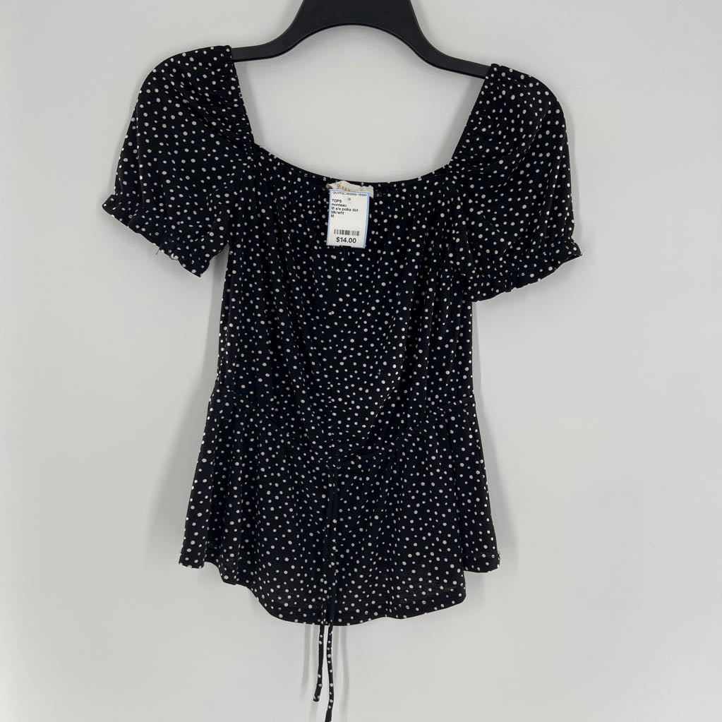 M s/s polka dot cinched top