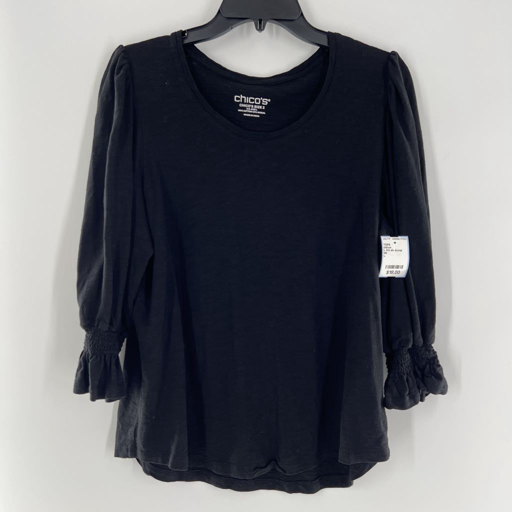 L 3/4 slv scoop neck top