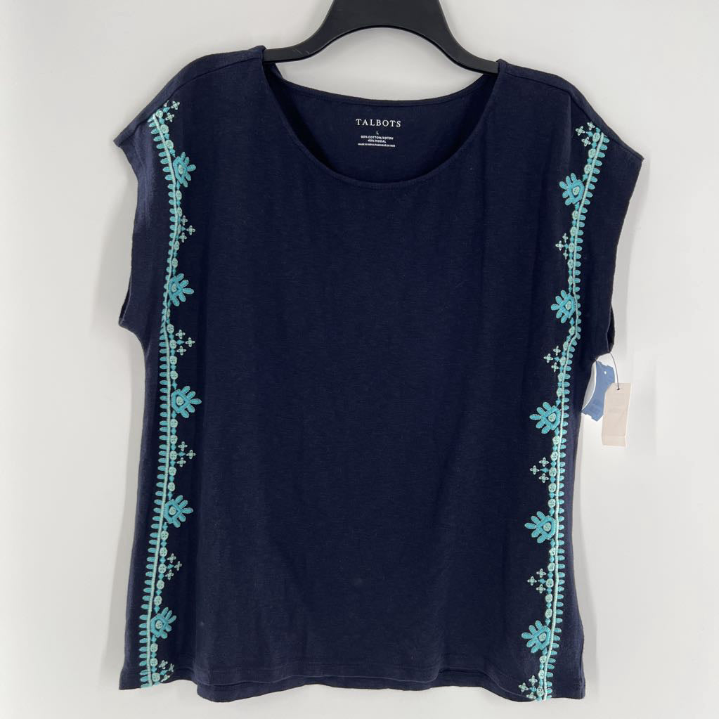 R49 L s/s embroidered top