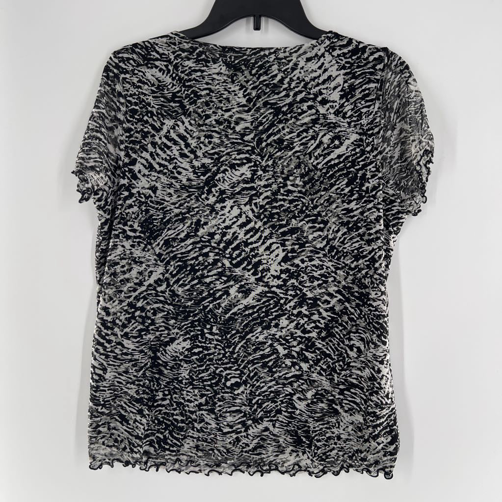 M s/s print scallop top