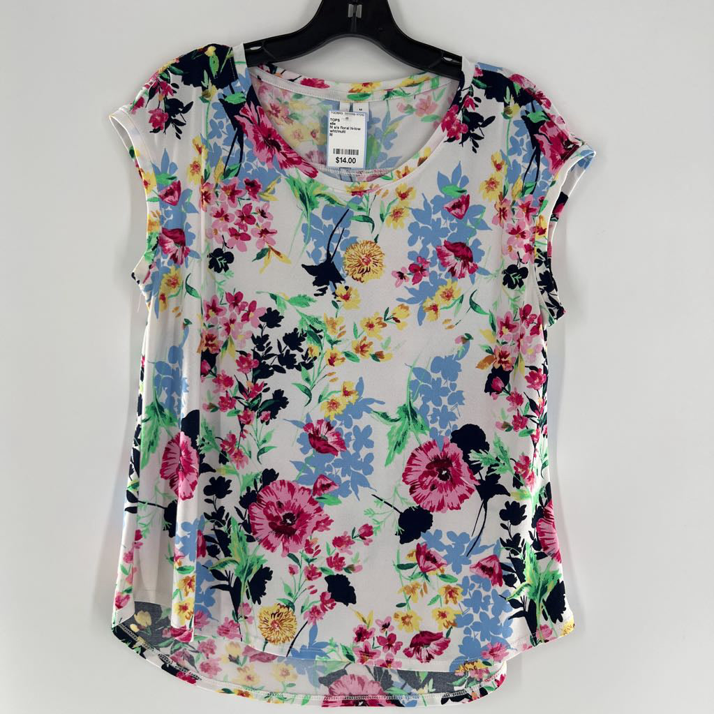 M s/s floral hi-low top