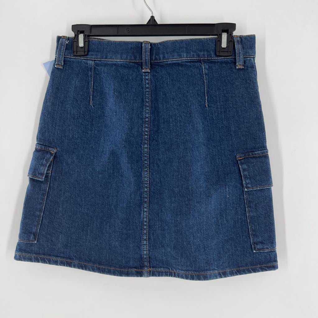 4 cargo jean mini skirt