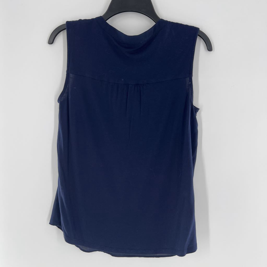 S ruffle half button pleated tank