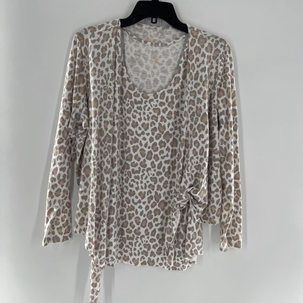 2pc M animal print open cardigan w/ tank