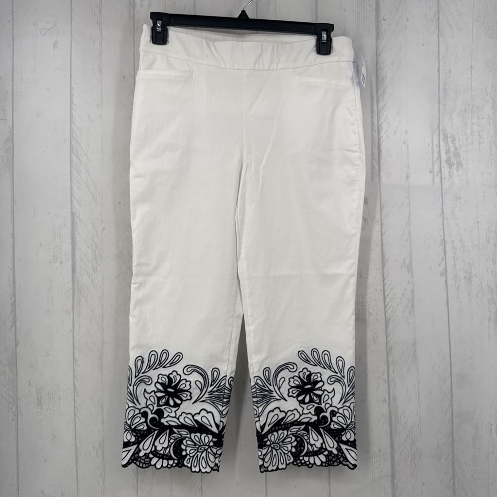 8p pull-on flo embroidered ankle pant