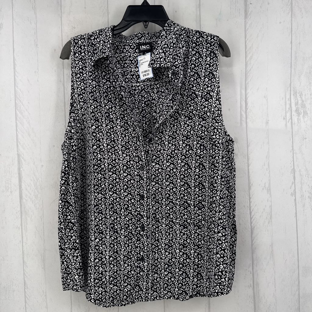 XL printed button down slvls top