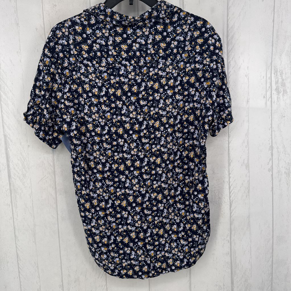 S flo print button down s/s top