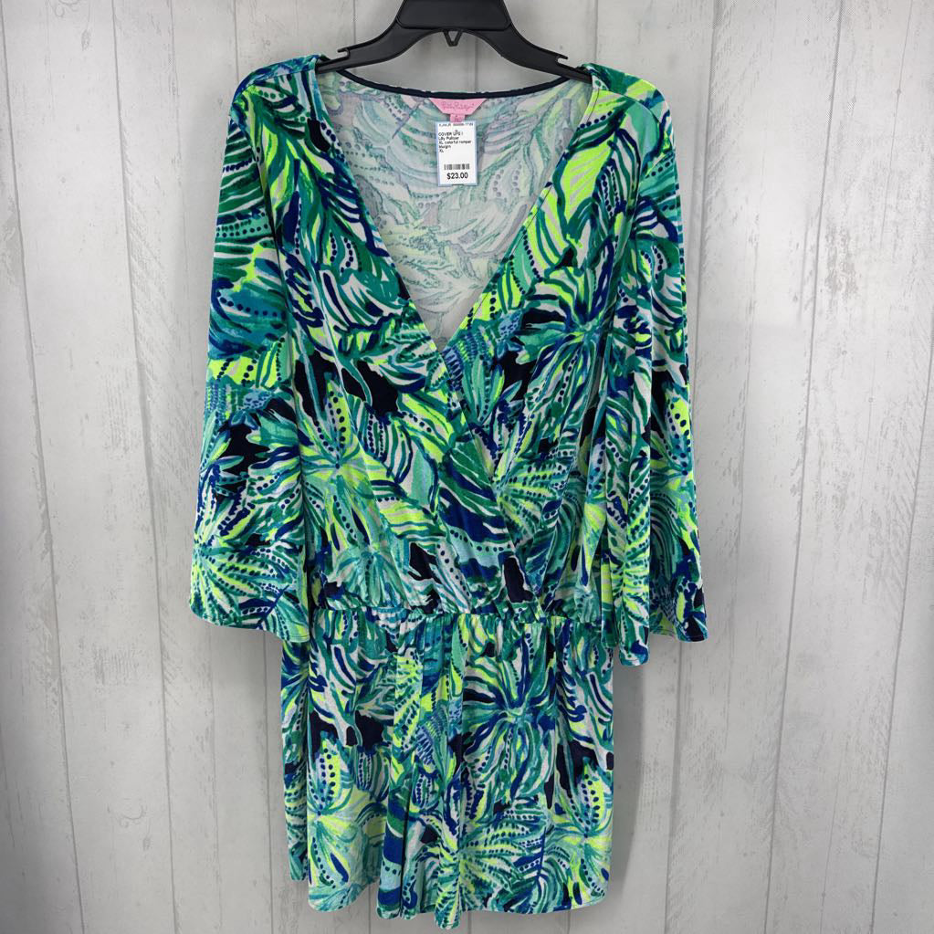 XL colorful romper cover-up