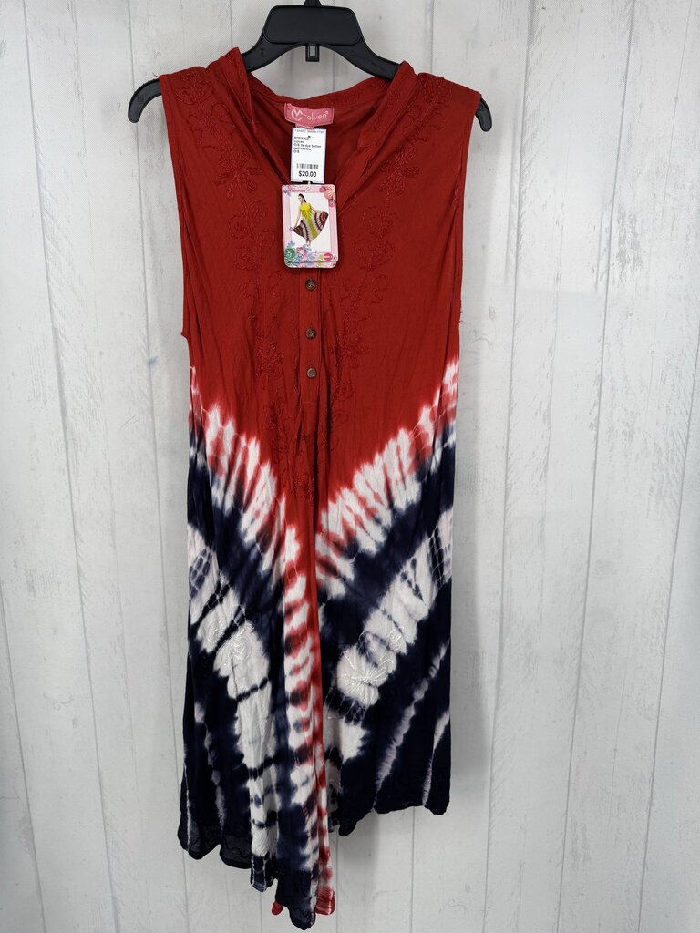 O/S tie-dye button down slvls dress