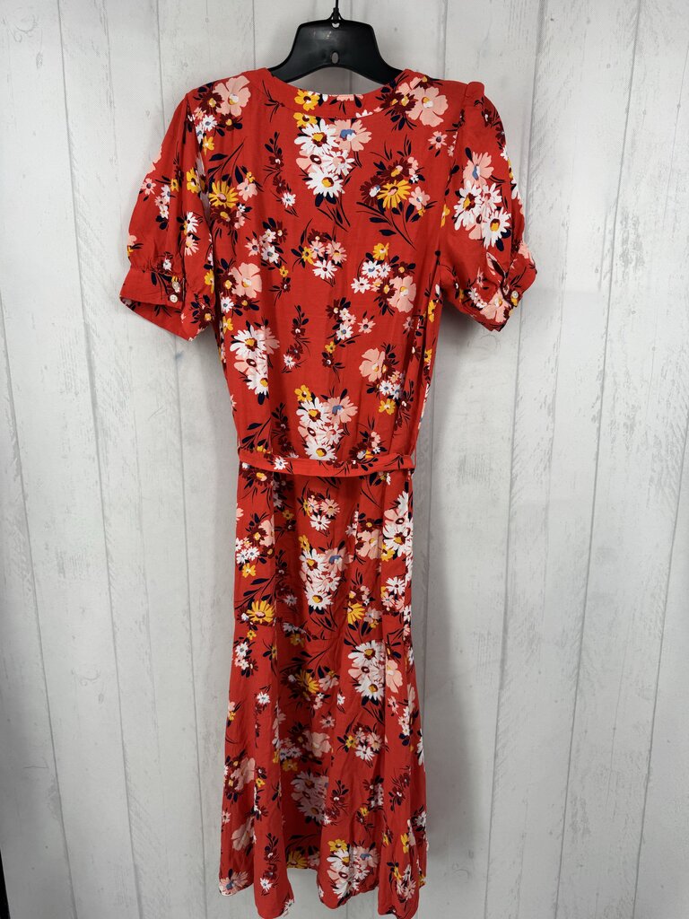6 flo print belted s/s dress