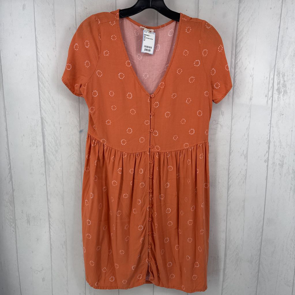 XS printed button down s/s dress