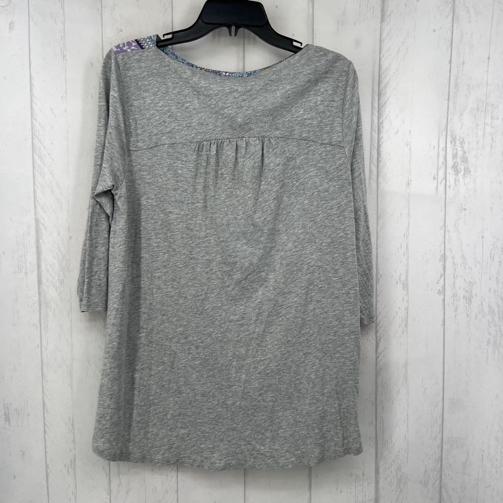 M 3/4 slv flower print front top
