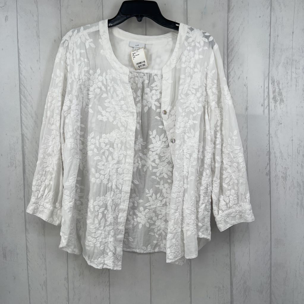 L l/s flower embroidered button shirt