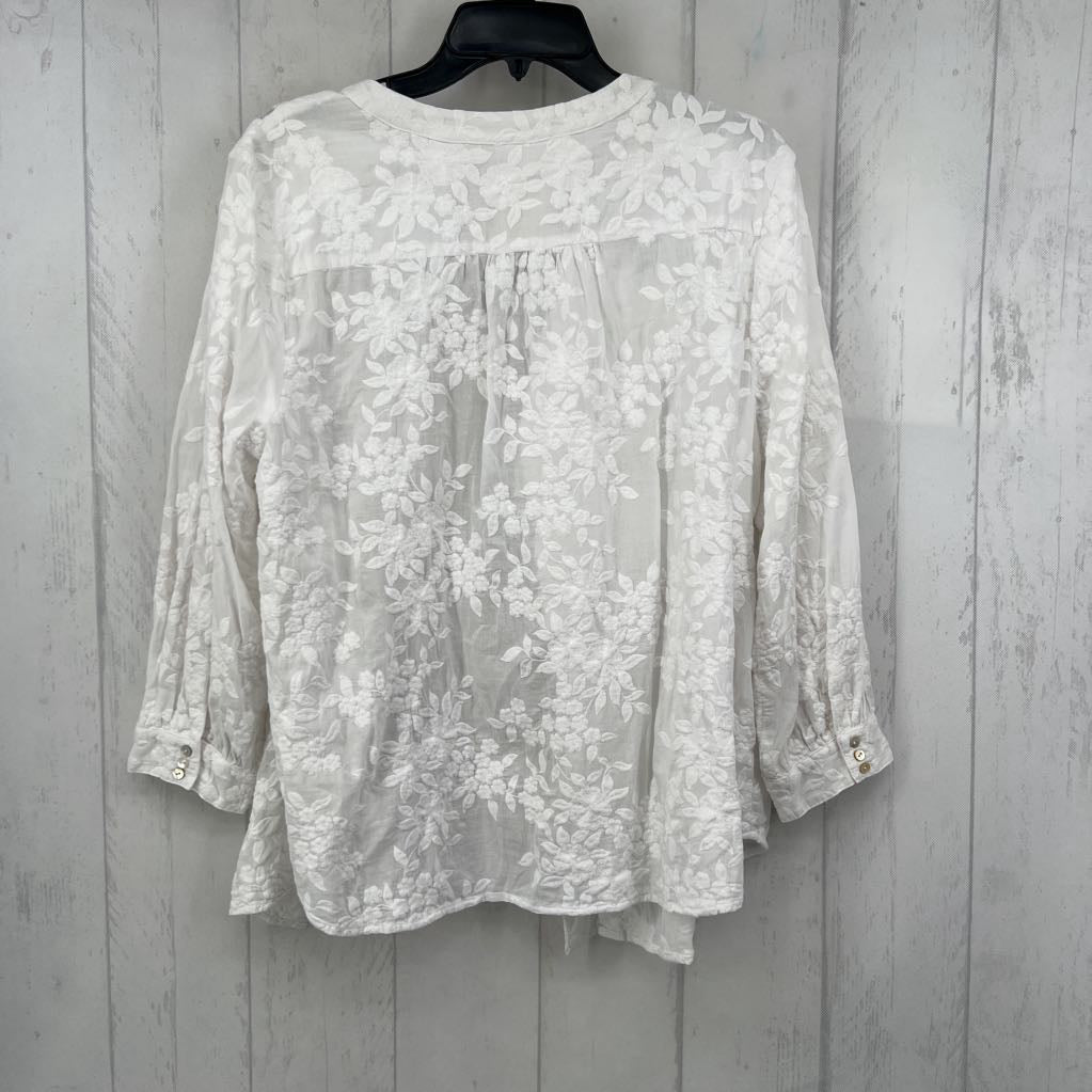 L l/s flower embroidered button shirt