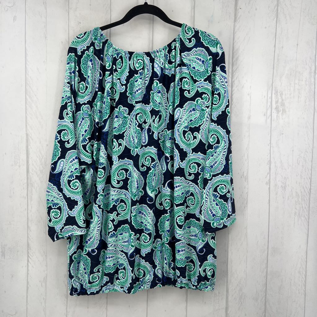 3x elbow slv textured paisley top
