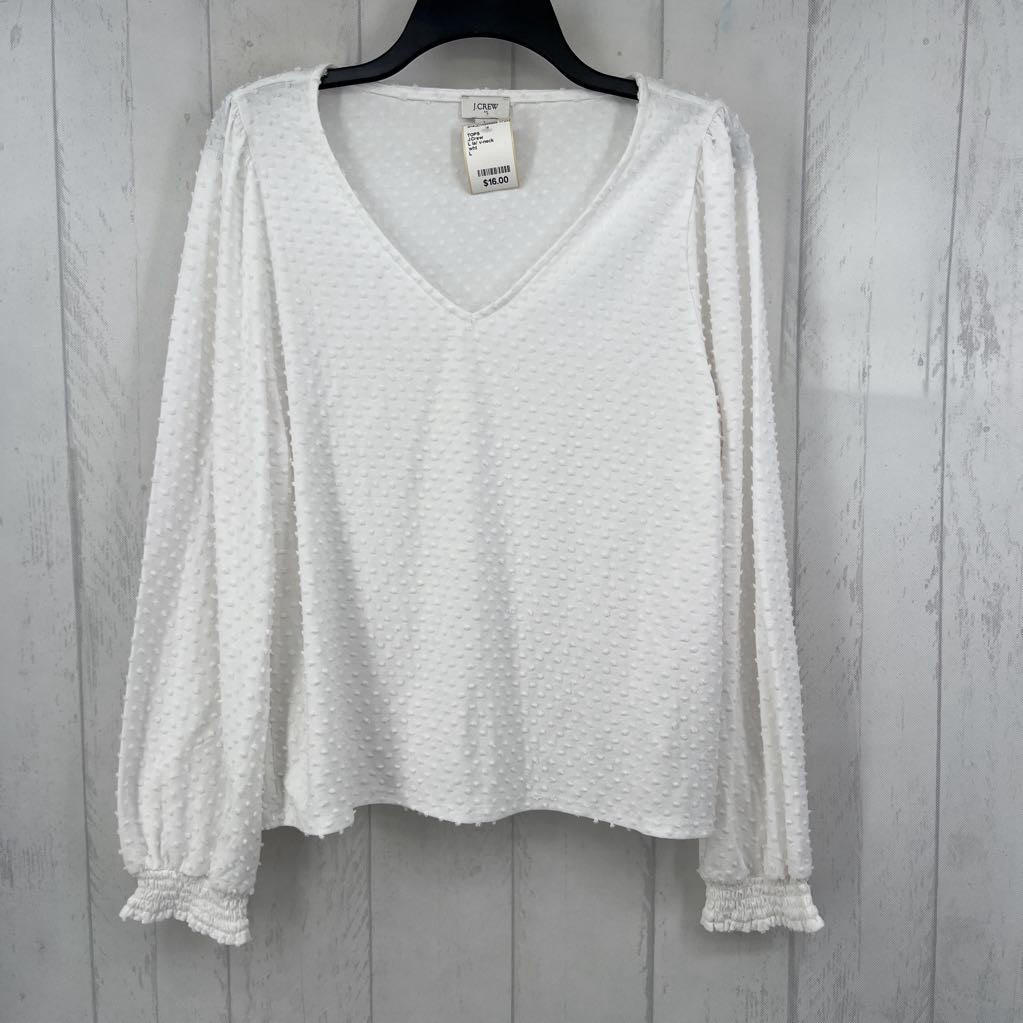 L ls/ v-neck textured top