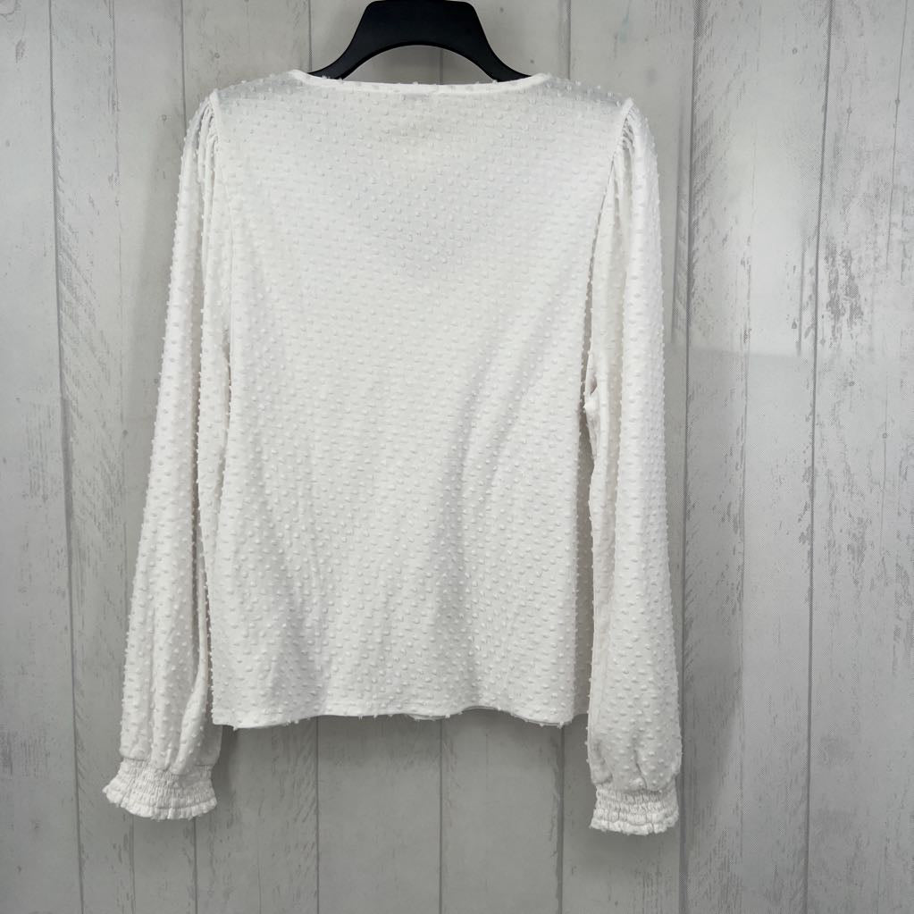 L ls/ v-neck textured top