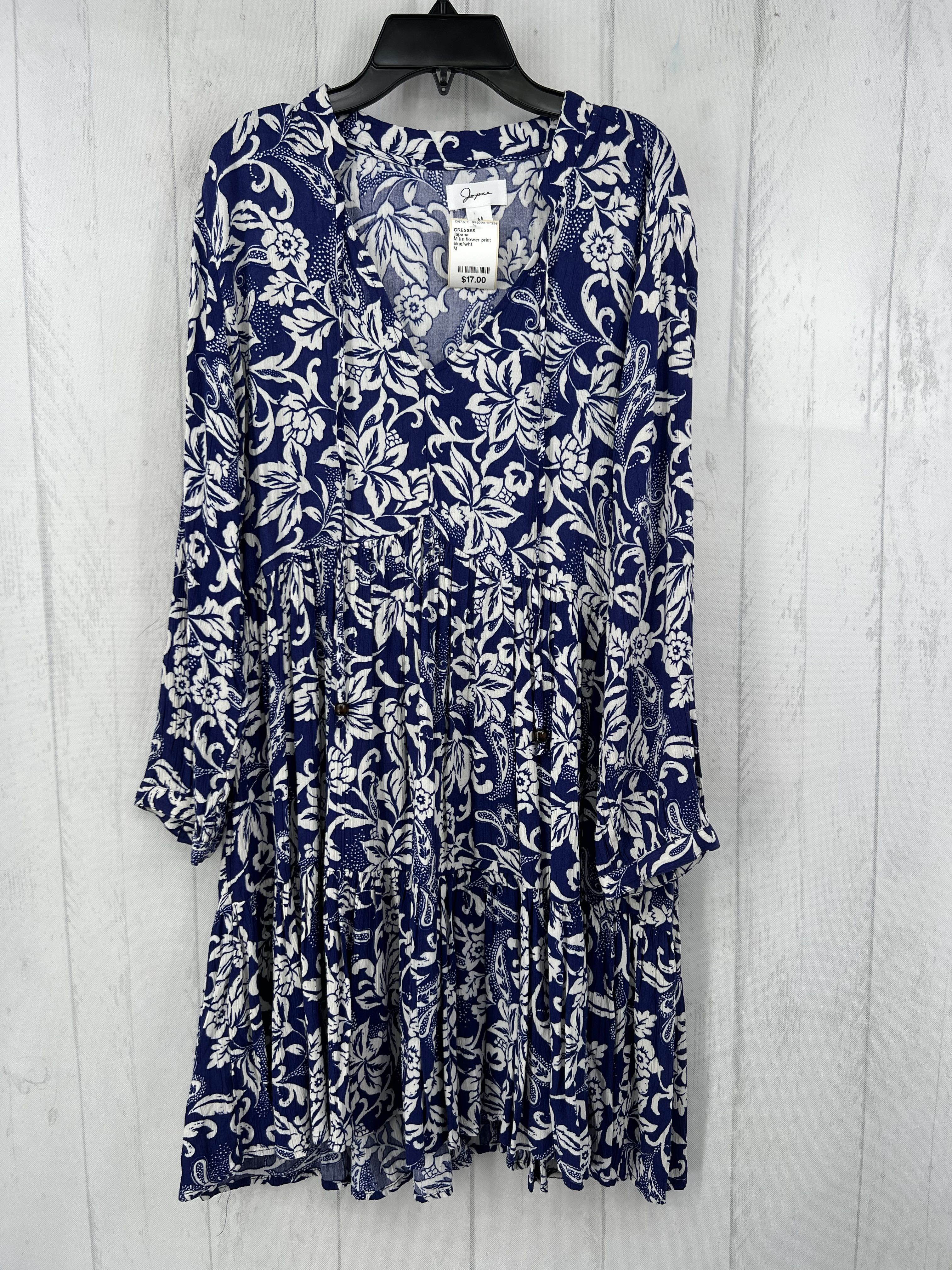 M l/s flower print ruffle pleated dress
