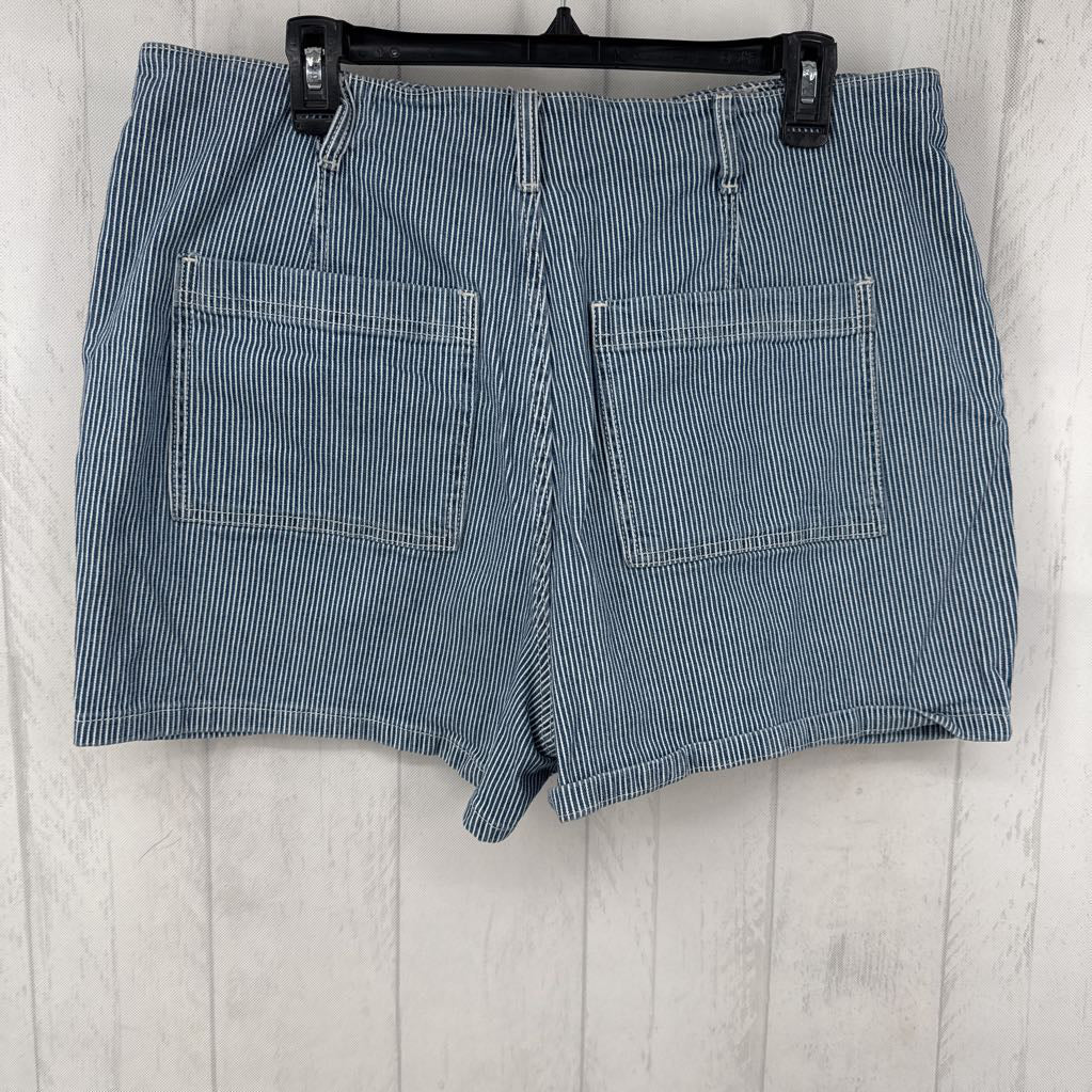 16 striped hi-rise jean shorts