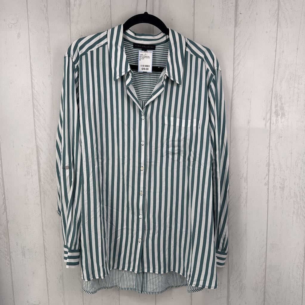 2X striped button down l/s top