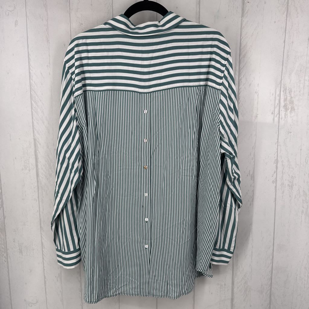 2X striped button down l/s top