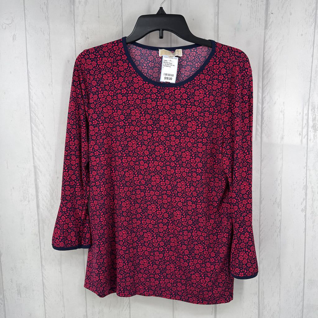 L flo print 3/4 slv top