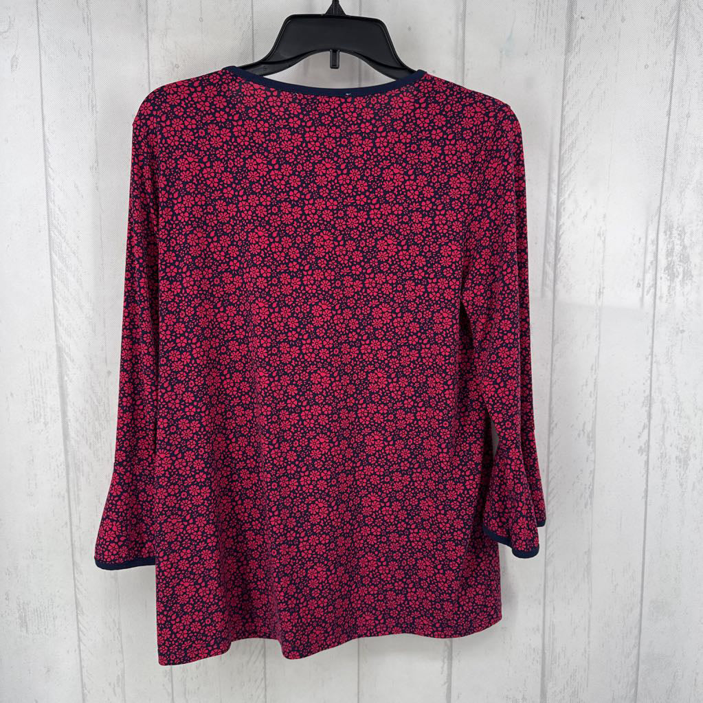 L flo print 3/4 slv top