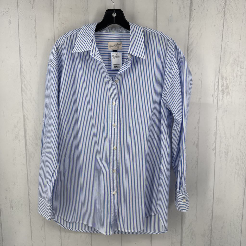 S striped button down l/s top