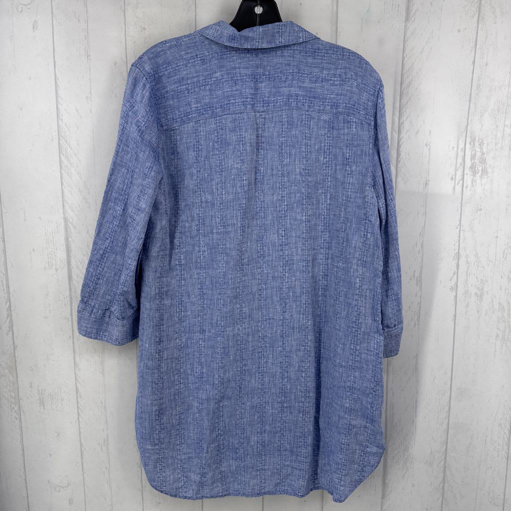 M chambray button down 3/4 slv top