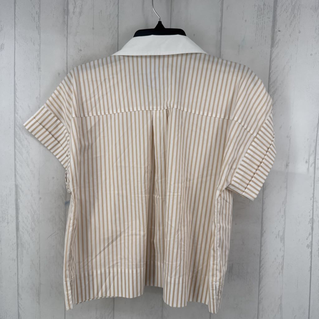 Mp striped button down s/s top