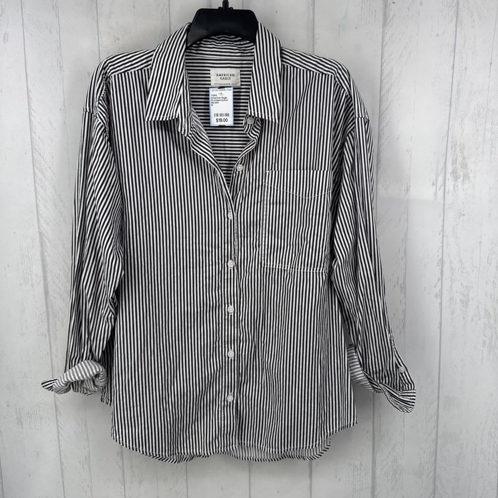 M striped button down l/s top