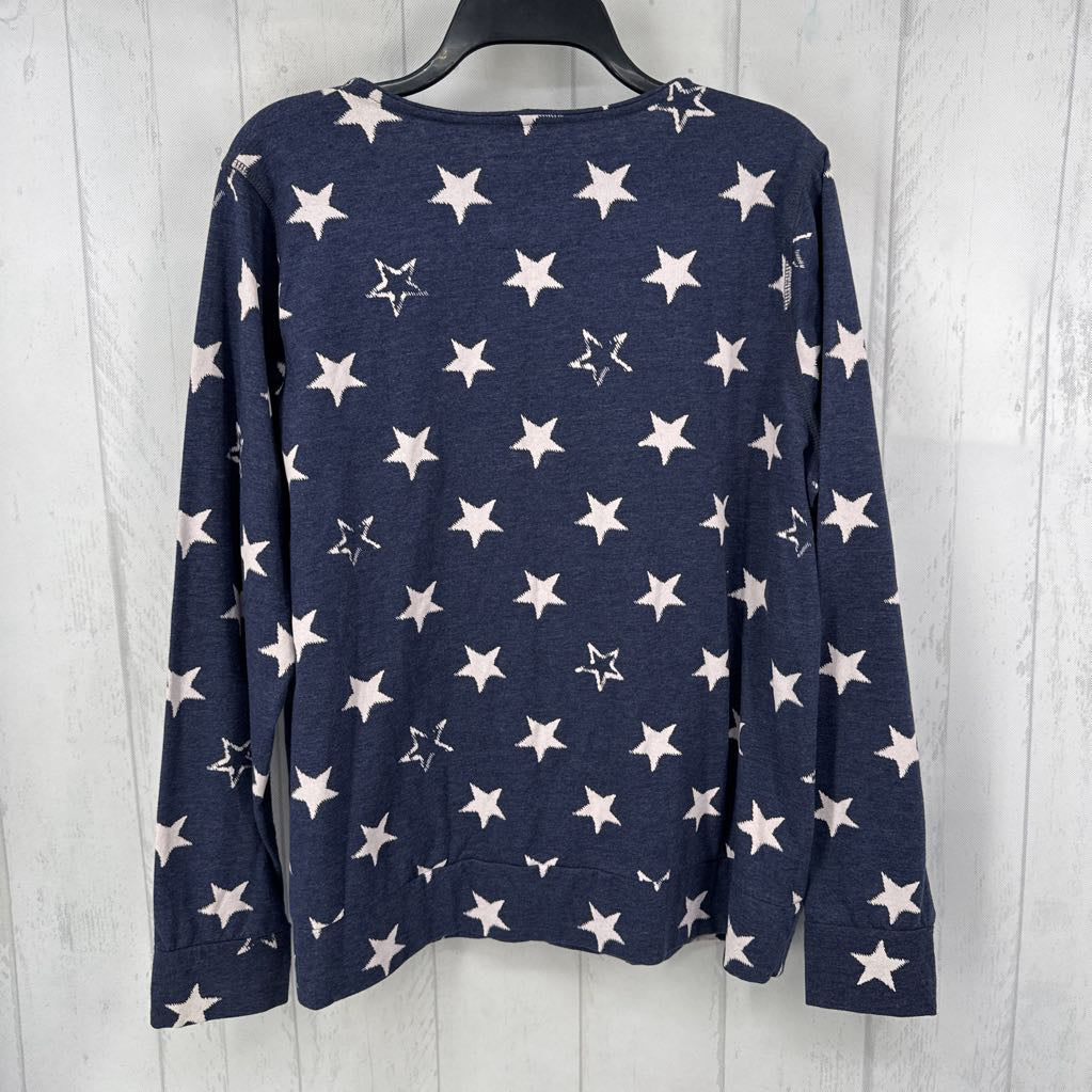 XXL star print zip-up l/s top