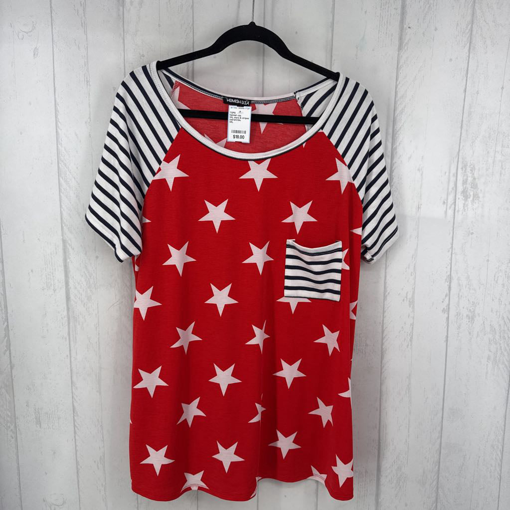3XL stars & stripes scoop neck s/s tee