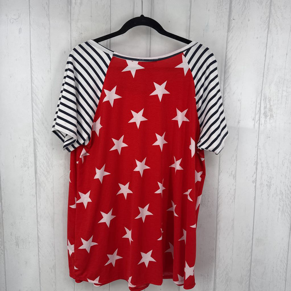 3XL stars & stripes scoop neck s/s tee