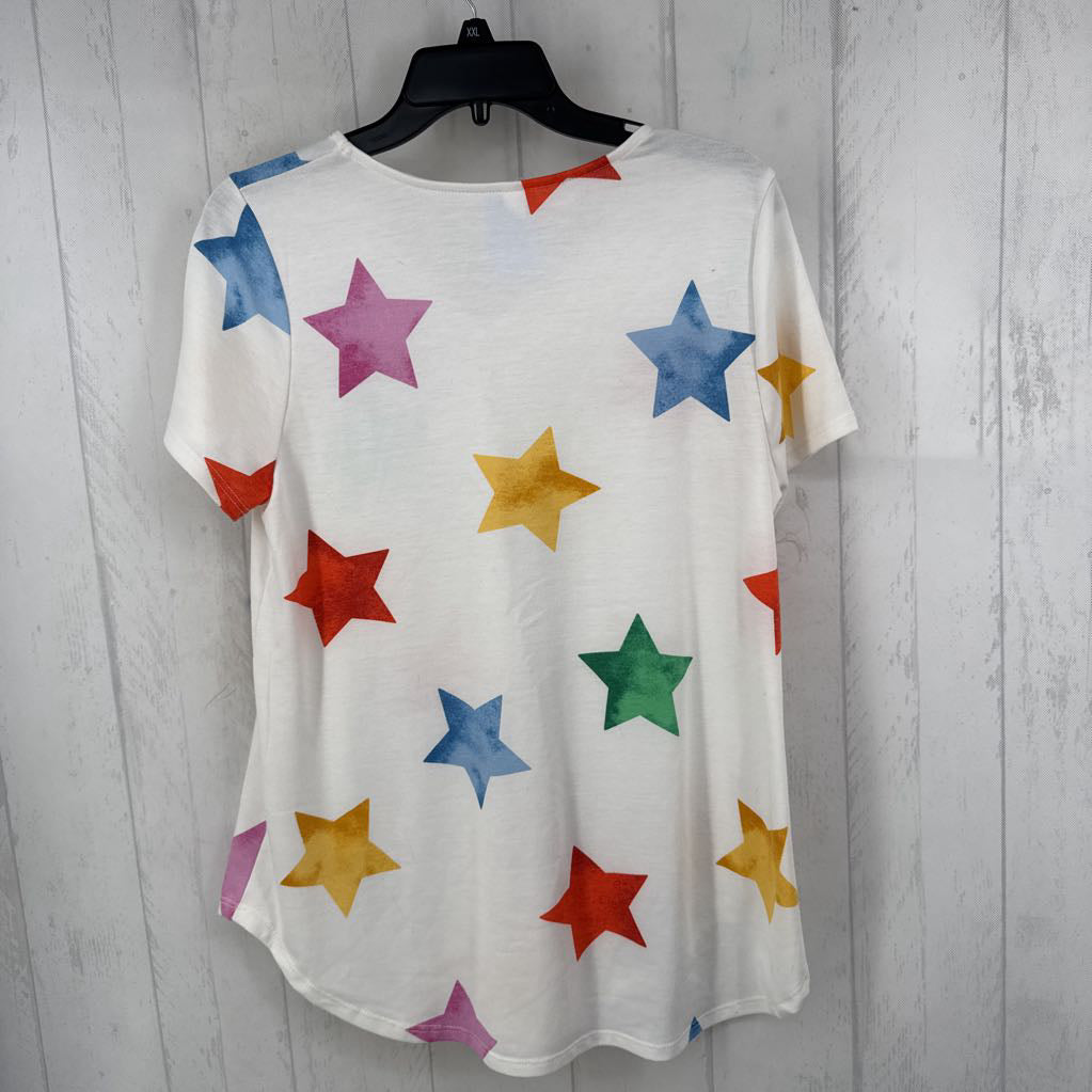 M star print v-neck s/s tee