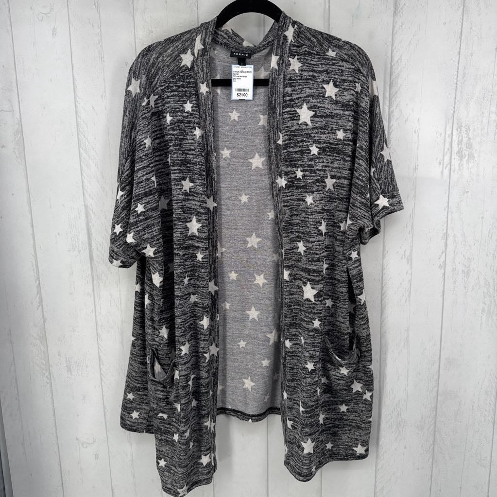 3X marled star print cardi