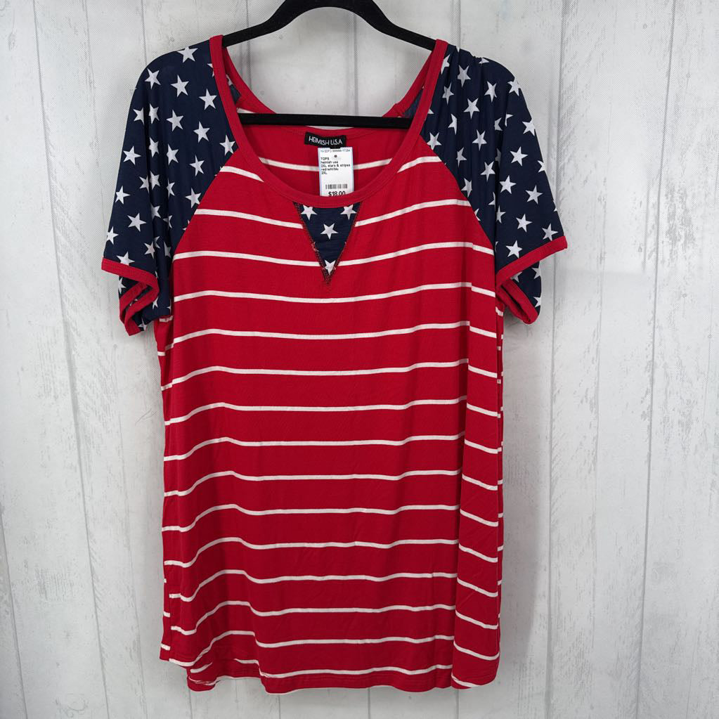 2XL stars & stripes scoop neck s/s tee