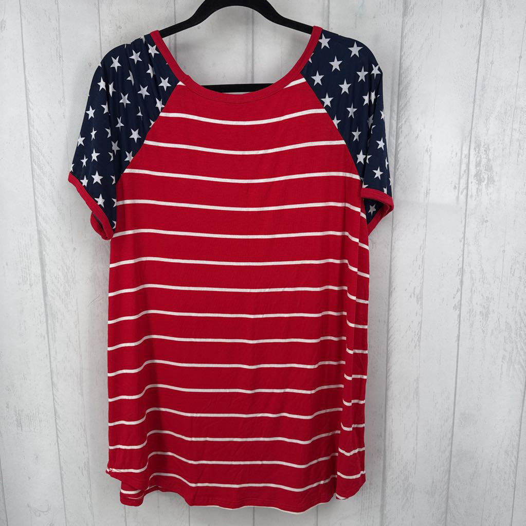 2XL stars & stripes scoop neck s/s tee