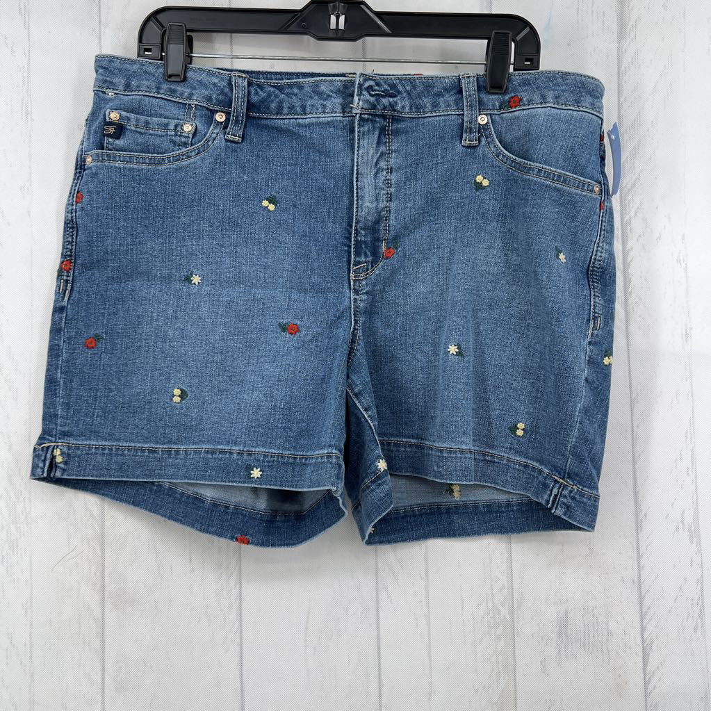 14 flo embroidered jean shorts