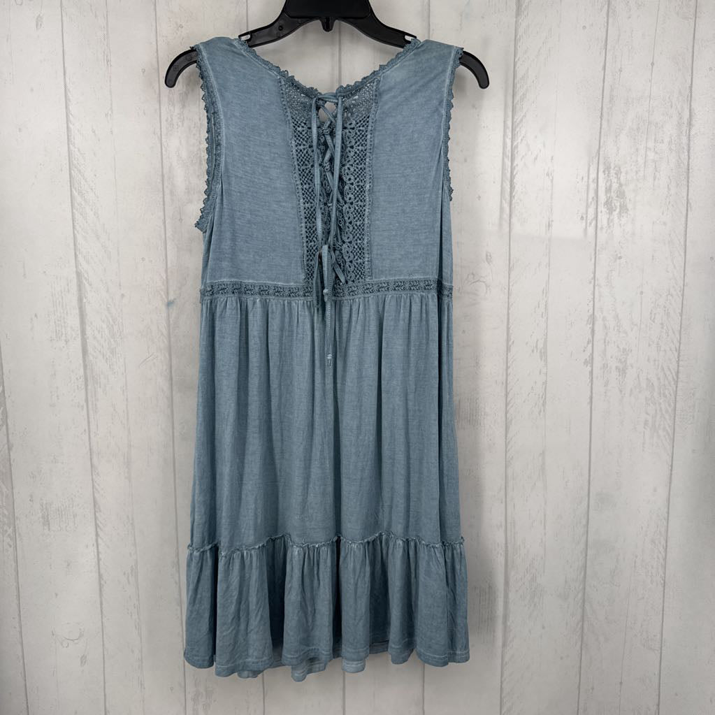 S crochet detail lace-up back slvls dress