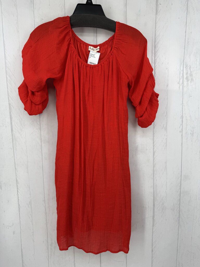 M round neck ruched slv dress