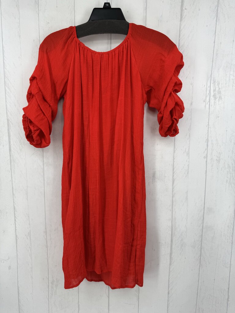 M round neck ruched slv dress