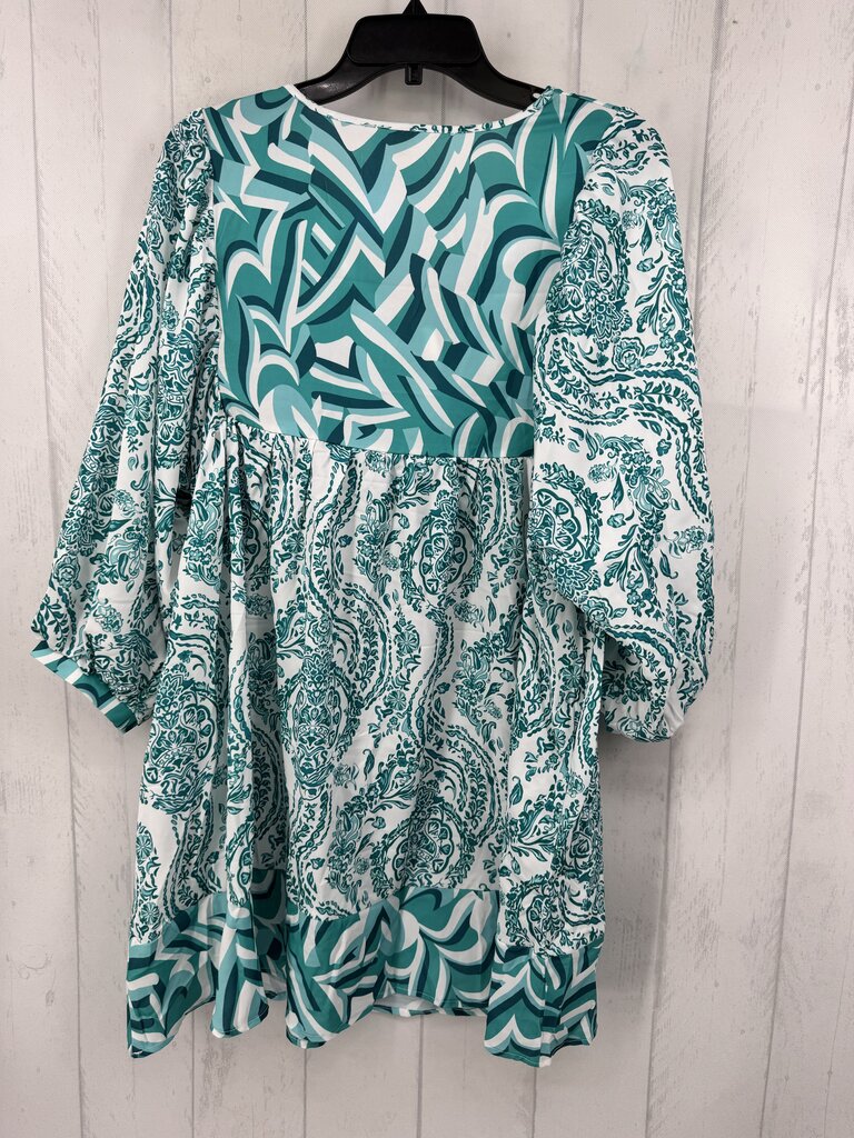 M mixed print button front l/s dress