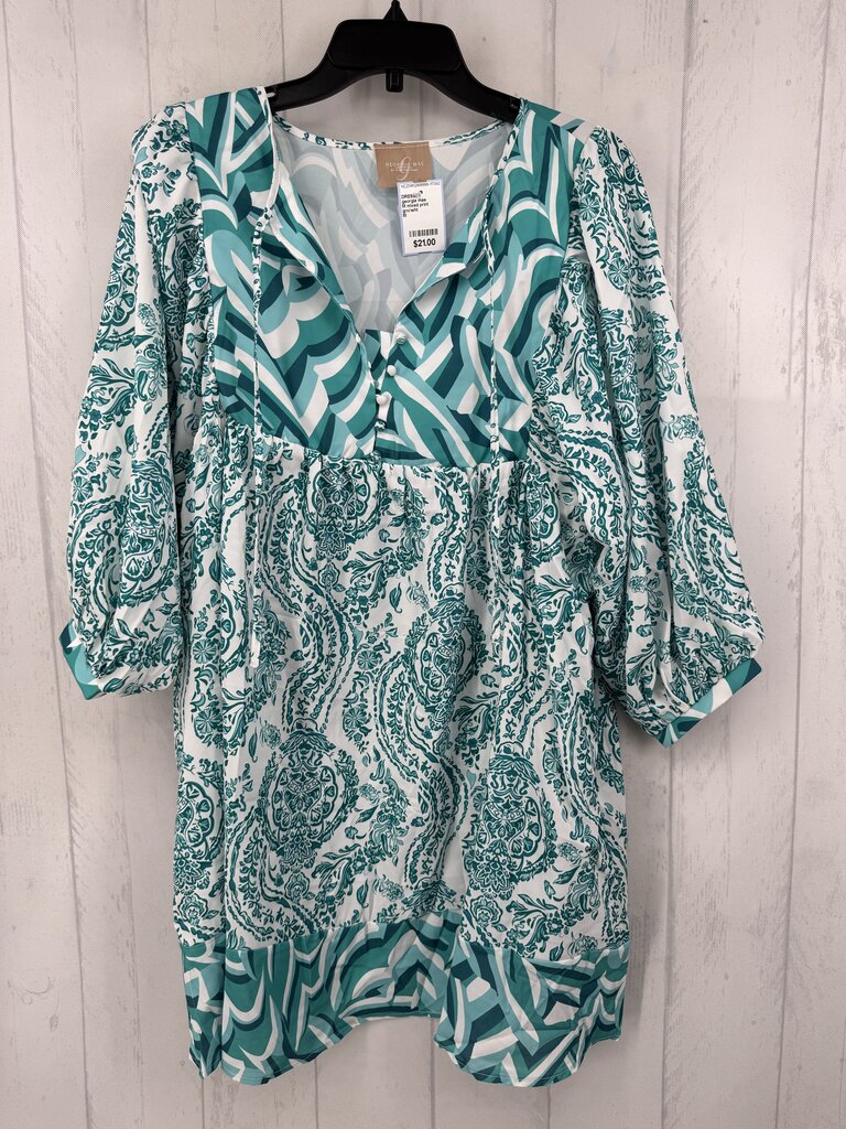 M mixed print button front l/s dress